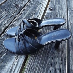 Black Franco Sarto High Heel Leather Sandals